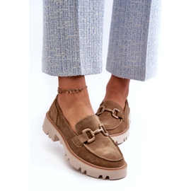 S.Barski Mocasini din piele de căprioară pentru femei cu un ornament TW117 Olive verde 3