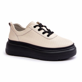 Pantofi sport pentru femei pe platformă din piele naturală bej 41470 Vinceza 2