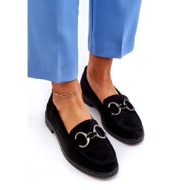 Vinceza Plăcile din piele de căprioară pentru femei cu decorare inserție din piele neagră negru 3