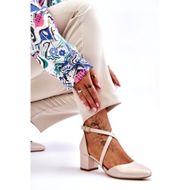 Pompe cu toc înalt Sergio Leone SK824 Bej perlat 4