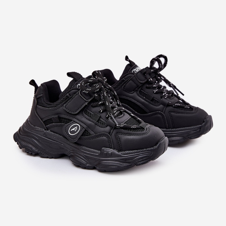 Adidași pentru copii pe platforma neagră negru 1