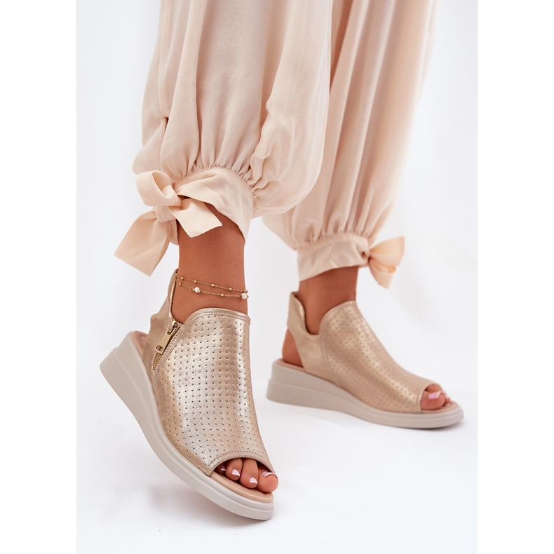 Jezzi Sandale de damă cu pană aurie de aur 2