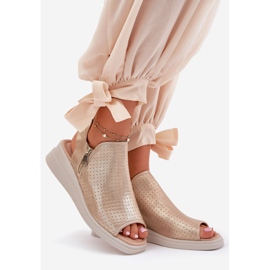 Jezzi Sandale de damă cu pană aurie de aur 1