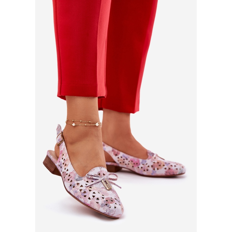 Jezzi Balerine deschise cu un călcâie multicolor deschisă 2