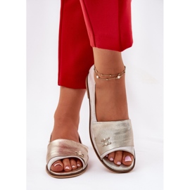 Balerine elegante din piele cu degete goale zazoo 1865 zloty șters de aur 2