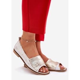 Balerine elegante din piele cu degete goale zazoo 1865 zloty șters de aur 1