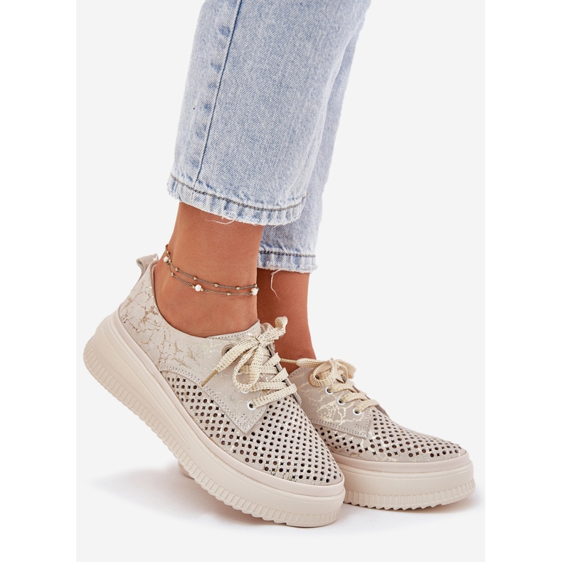 Pantofii pentru femei pentru femei pe Artiker 56C2108 Platforma Bej-Gold 1