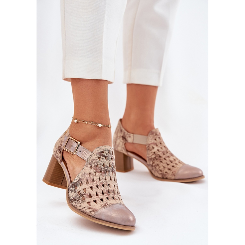 Cizme de maciejka din piele pentru femei 04962-43 Beige-Gold bej 2