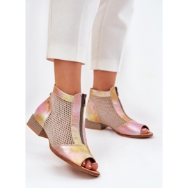 Cizme de piele cu toata plană cu degete goale Maciejka 06413-15 roz-portocaliu 2 Cizme de piele cu toata plană cu degete goale Maciejka 06413-15 roz-portocaliu 2