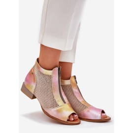 Cizme de piele cu toata plană cu degete goale Maciejka 06413-15 roz-portocaliu 1 Cizme de piele cu toata plană cu degete goale Maciejka 06413-15 roz-portocaliu 1