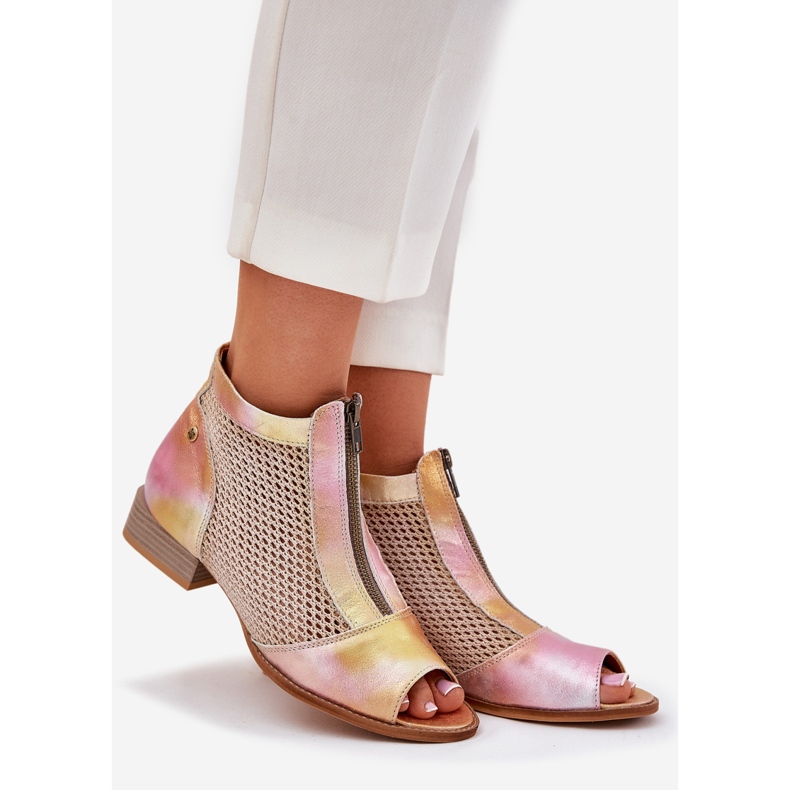 Cizme de piele cu toata plană cu degete goale Maciejka 06413-15 roz-portocaliu 1 Cizme de piele cu toata plană cu degete goale Maciejka 06413-15 roz-portocaliu 1