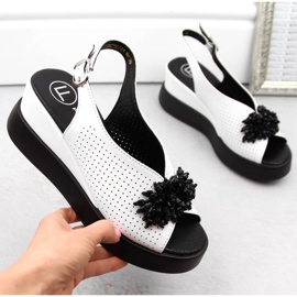 Sandale cu pană din piele cu margele Filippo W PAW529B alb 1