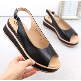 Sandale cu platformă din piele neagră Filippo W PAW533 negru 1