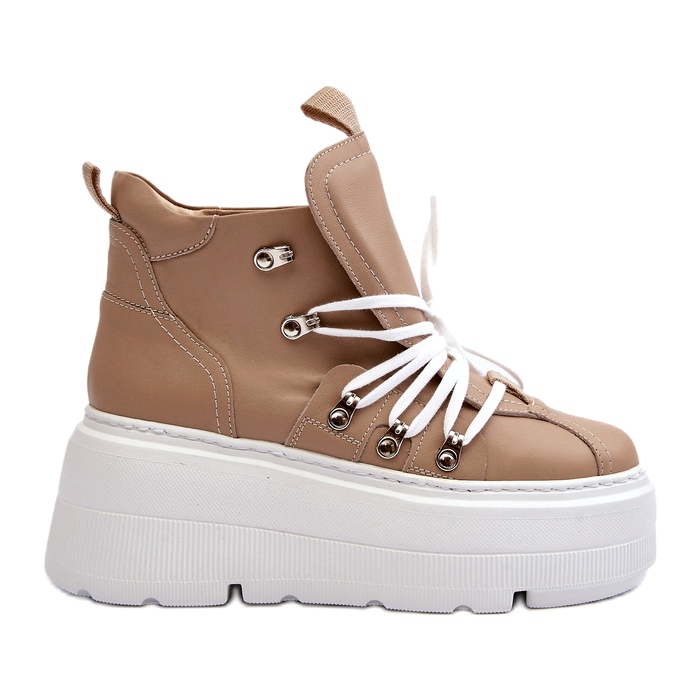 Pantofi sport pentru femei Zazoo 3416 din piele, bej 3