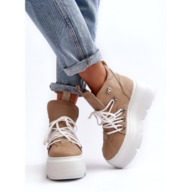 Pantofi sport pentru femei Zazoo 3416 din piele, bej 1