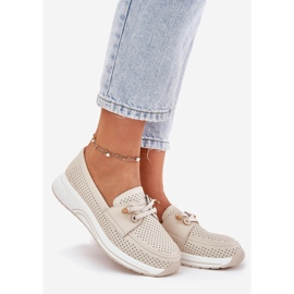 Încălțăminte din piele din piele naturală pe platforma Beige Artiker 56C2102 bej 1