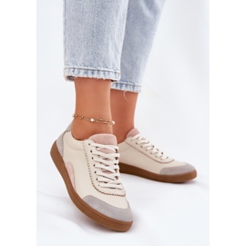 Adidași de piele pentru femei Zazoo N1220 Beige bej 2
