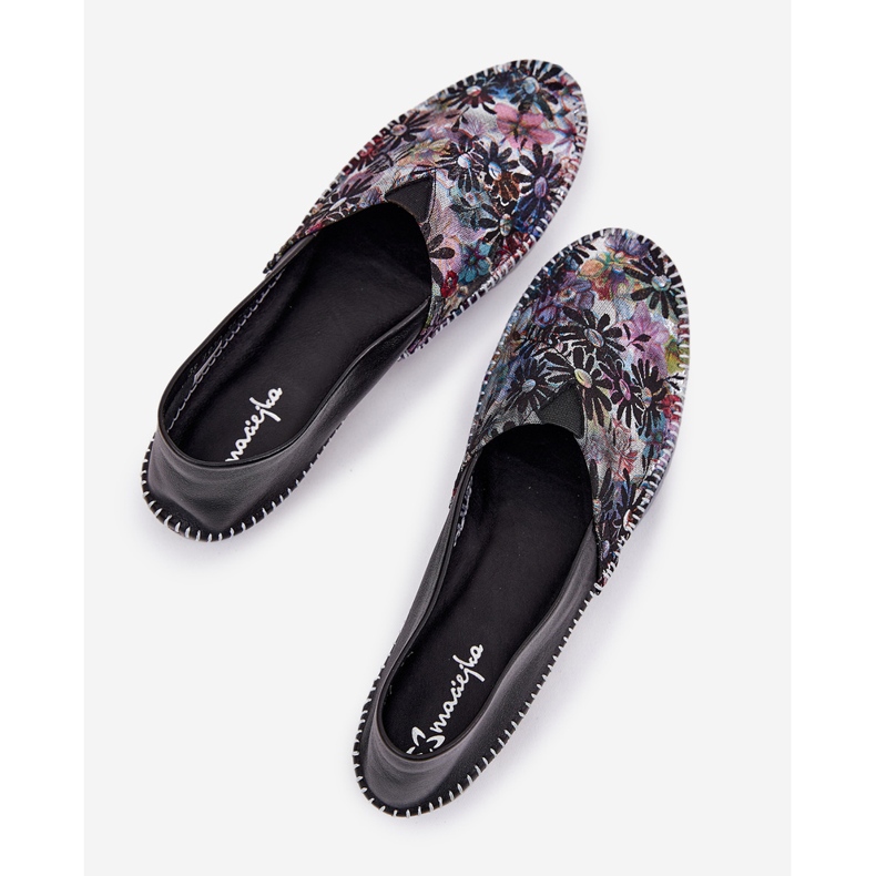 Balerine din piele cu un model Maciejka T1930-39 Negru 2