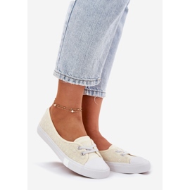 Adidași adidași pentru femei cu broderie Lee Cooper LCW-25-31-3445L BEIGE bej 1