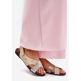 Sandale din piele pentru Velcro Zazoo 40141 Beige-Gold bej 1