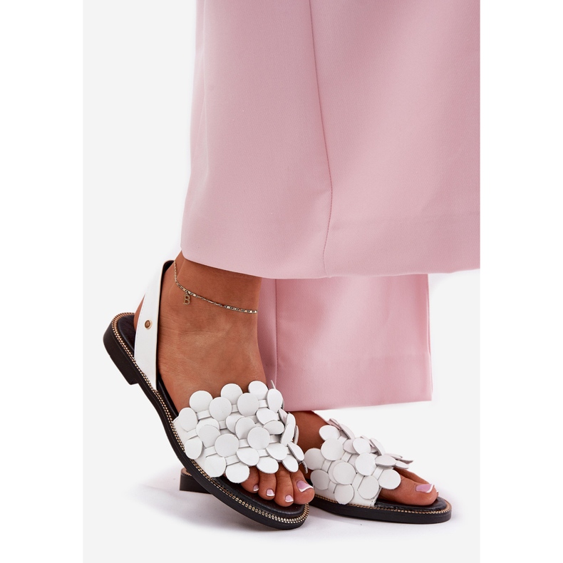 Sandale din piele cu tocuri plate zazoo 40425 alb 1