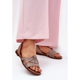 Zazoo 40185 Sandale Beige Dark Beige din piele confortabilă bej 2