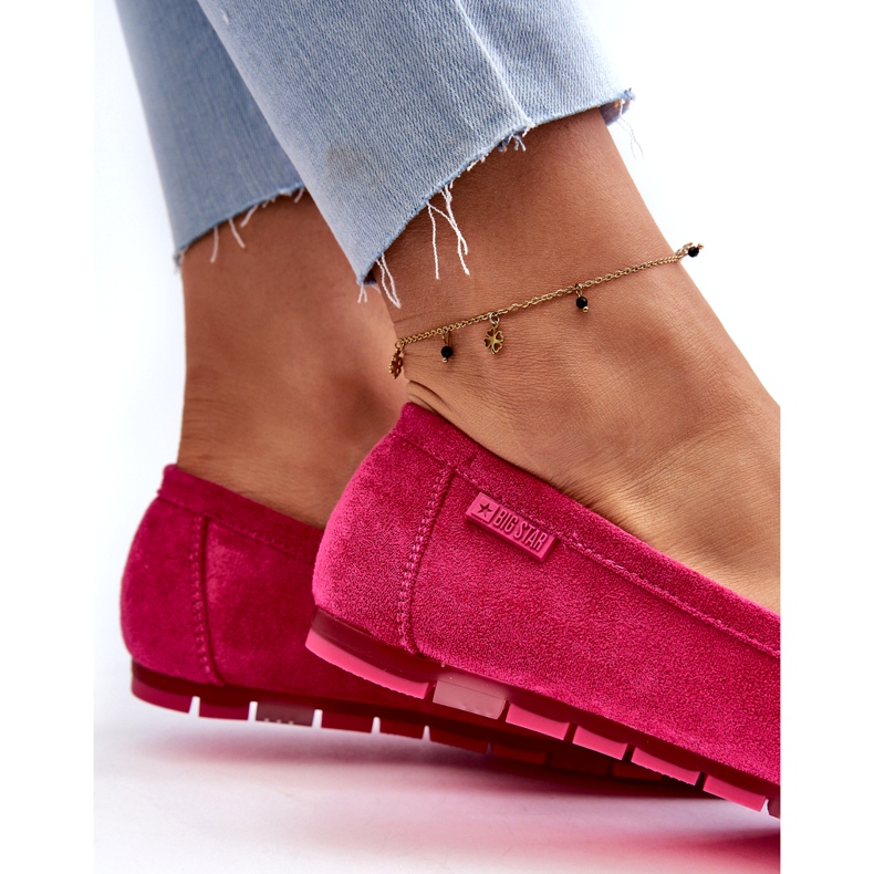 Mocasini din piele ecologică pentru damă Big Star NN274934 Sistem cu spumă cu memorie fucsia roz 1