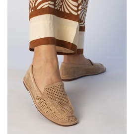 Kaki Openwork Loafers de la Ekozamszu bej 3