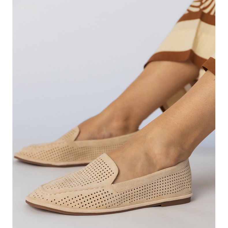 BEIGE Openwork Loafers de la Ekozamszu bej 2
