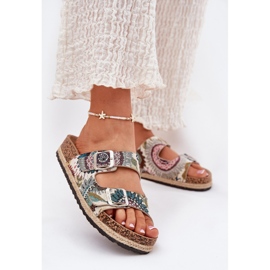 Papuci pentru femei modelate pe o platformă de plută cu Lee Cooper LCW-25-35-3483L Multicolor bej 2