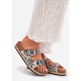 Papuci pentru femei modelate pe o platformă de plută cu Lee Cooper LCW-25-35-3483L Multicolor bej 1
