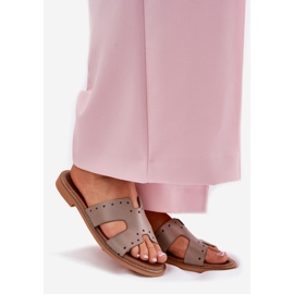 Zazoo 40326 Papuci pentru femei cu decupaje decorative Dark Boon bej 1