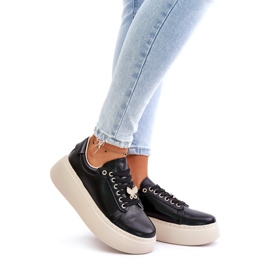 Vinceza Adidași din piele pe platformă cu un negru roz Vincez 89101 1
