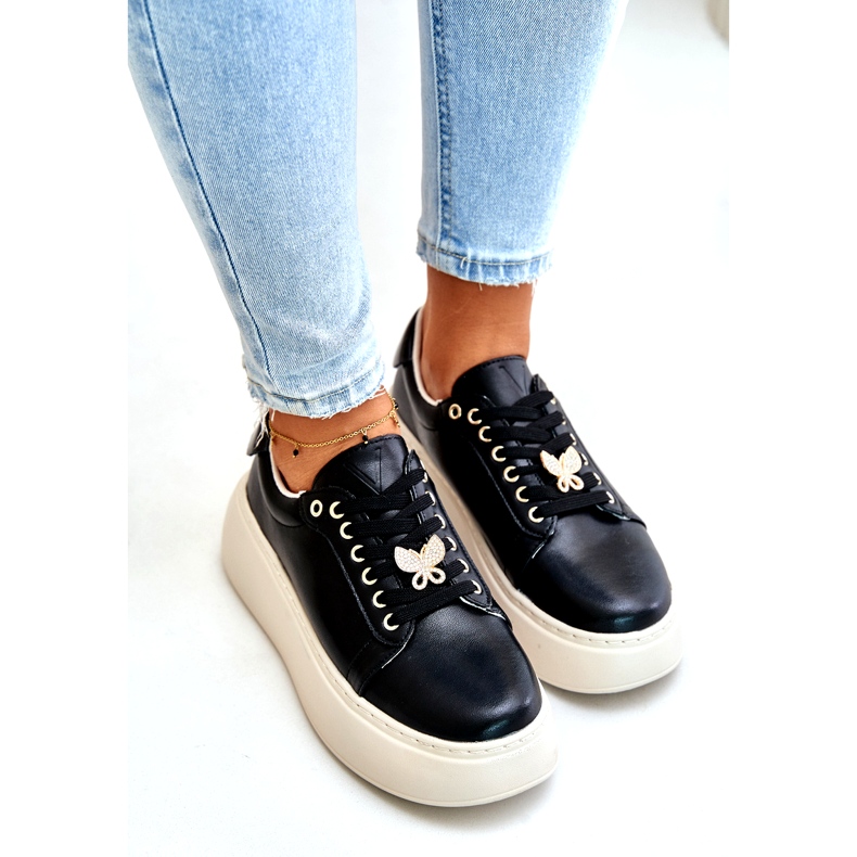 Vinceza Adidași din piele pe platformă cu un negru roz Vincez 89101 3