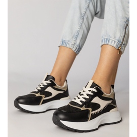 Adidași cu sport negru cu o inserție împletită 1