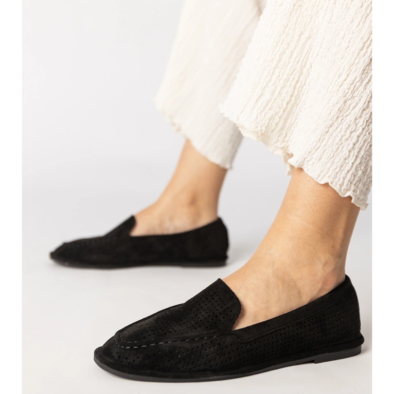 Black Openwork Loafers de la Ekozamsz negru 1