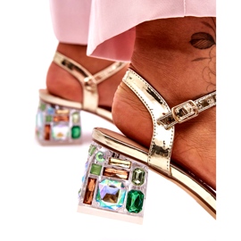 Sandale Damă Pe Toc Înalt Cu Cristale Aurii S.Barski MR1037-01 de aur 3