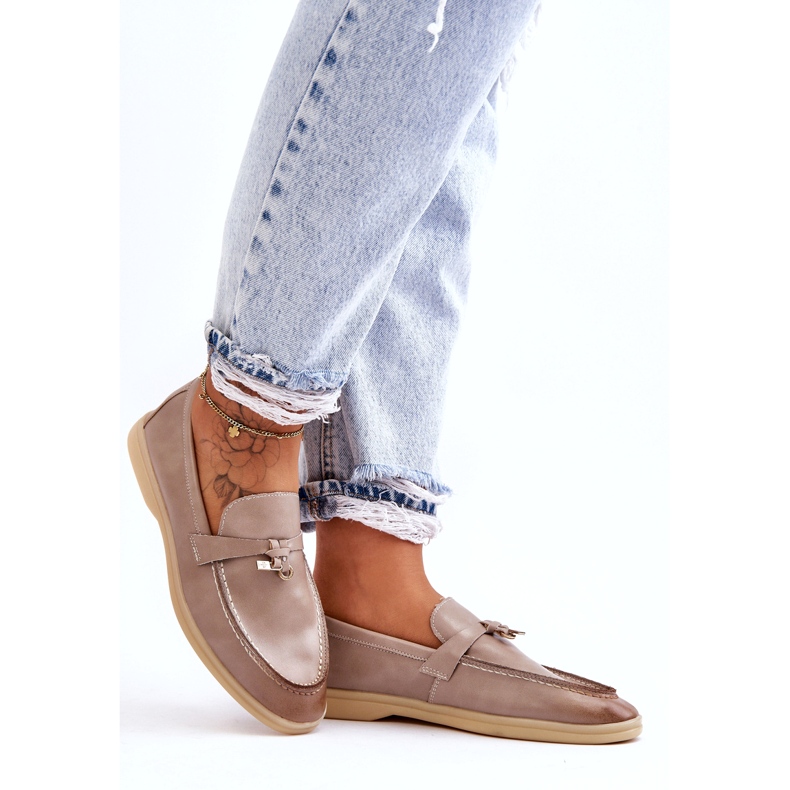 Plăcile de inserție din piele gri pentru femei bej 4