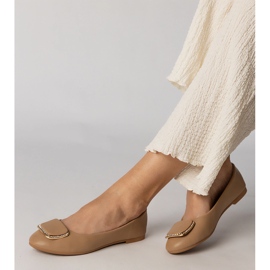 Ballerine pentru femei maro cu zirconii 2