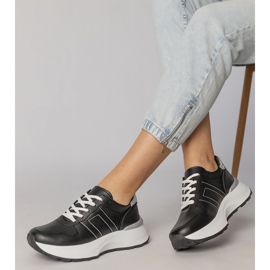 Adidași cu sporturi negre cu o inserție de argint negru 2 Adidași cu sporturi negre cu o inserție de argint negru 2