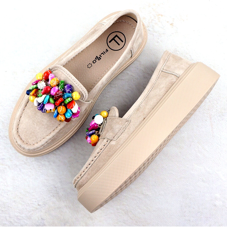 Plăceri din piele pe platformă cu bej bege Filippo DP6765 4 Plăceri din piele pe platformă cu bej bege Filippo DP6765 4