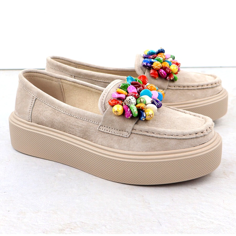 Plăceri din piele pe platformă cu bej bege Filippo DP6765 3 Plăceri din piele pe platformă cu bej bege Filippo DP6765 3