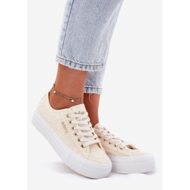 Adidași pentru femei cu dantelă Lee Cooper LCW-25-31-3440L Beige bej 1