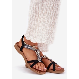 Sandale pentru femei plate cu Artiker 54C1334 Decorațiuni negre negru 1 Sandale pentru femei plate cu Artiker 54C1334 Decorațiuni negre negru 1