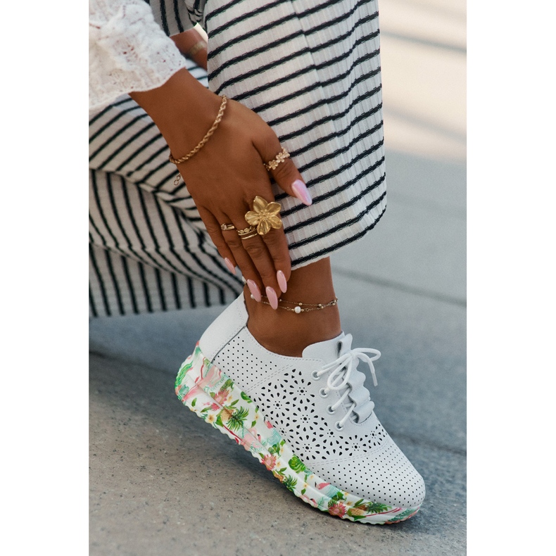 Pantofi pentru femei Openwork din piele pentru Artiker 56C1532 Alb 2