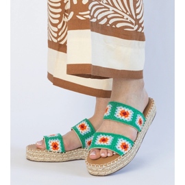 Papuci espadrilles verzi brodate verde 2