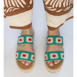Papuci espadrilles verzi brodate verde 4