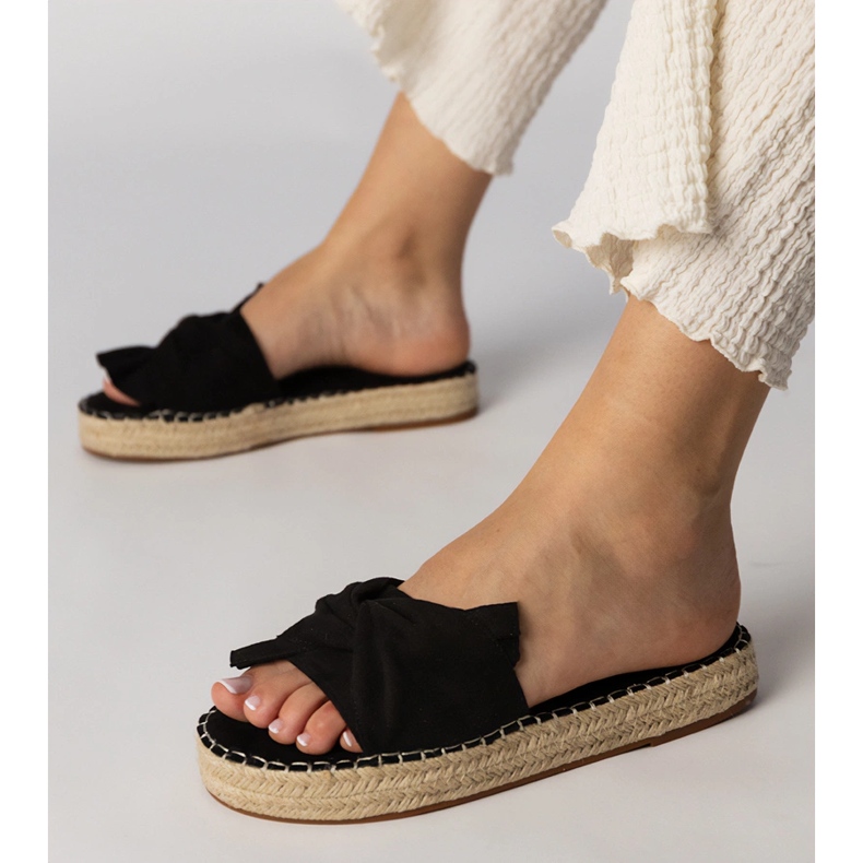 Espadrilles negri cu arc negru 1
