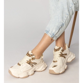 Sporturi pentru femei Beige Sneakers cu o inserție de leopard bej 2