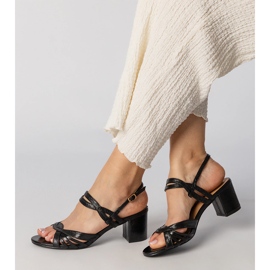 Sandale de damă negre cu toc înalt negru 2 Sandale de damă negre cu toc înalt negru 2